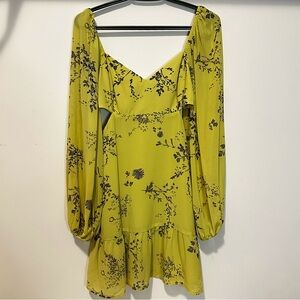 Dynamite Yellow Floral Long Sleeve Dress